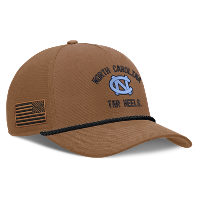 North Carolina Tar Heels Jordan Brand 2026 Military Appreciation Rope Rise Adjustable Hat - Brown
