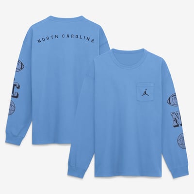 North Carolina Tar Heels Jordan Brand Academic Long Sleeve Pocket T-Shirt - Carolina Blue

