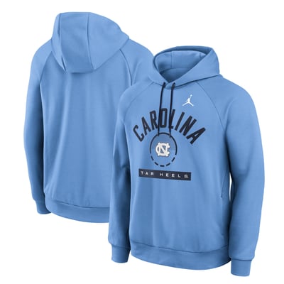  North Carolina Tar Heels Jordan Brand Courtside Practice Dri-FIT Raglan Fleece Hoodie - Carolina Blue