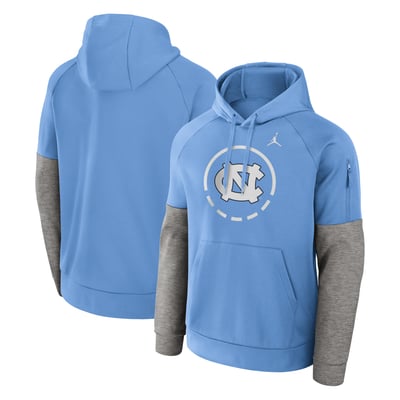  North Carolina Tar Heels Jordan Brand Primetime Basketball Therma-FIT Raglan Fleece Hoodie - Carolina Blue