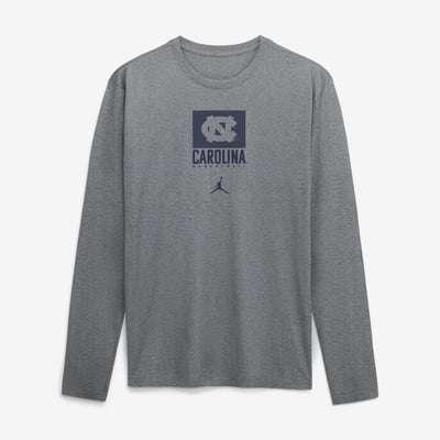  North Carolina Tar Heels Jordan Brand Courtside Legend Dri-FIT Long Sleeve T-Shirt - Gray