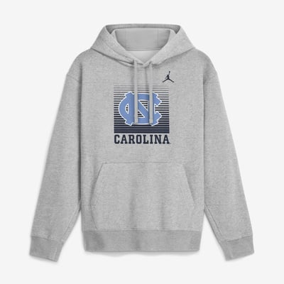 North Carolina Tar Heels Jordan Brand Primetime Gradient Square Club Hoodie - Heather Gray