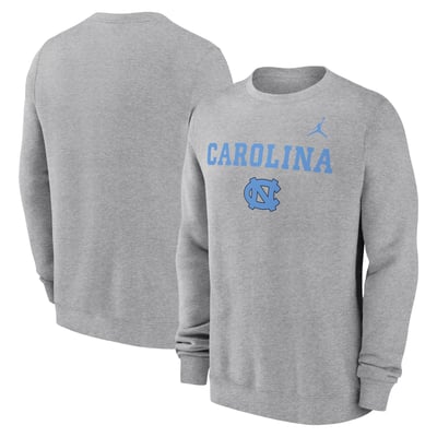 North Carolina Tar Heels Jordan Brand Primetime Primary Stack Pullover Sweatshirt - Heather Gray