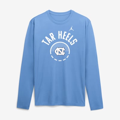 North Carolina Tar Heels Jordan Brand 2026 Courtside Basketball Shootaround Legend Dri-FIT Long Sleeve T-Shirt - Light Blue