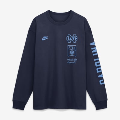  North Carolina Tar Heels Nike Max 90 Legacy Multi Graphic Long Sleeve T-Shirt - Navy