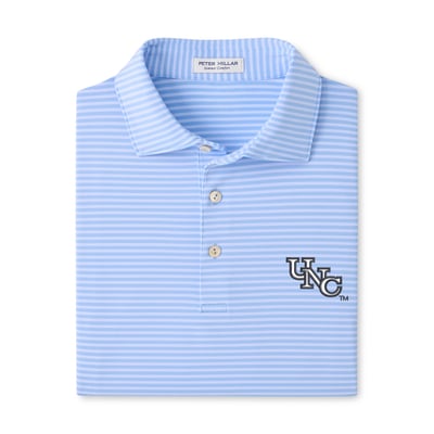  North Carolina Tar Heels Peter Millar Tiebreaker Performance Jersey Stripe Polo - Carolina Blue