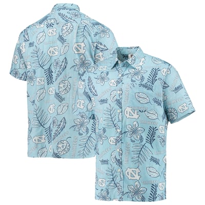 North Carolina Tar Heels Wes & Willy Vintage Floral Button-Up Shirt - Carolina Blue