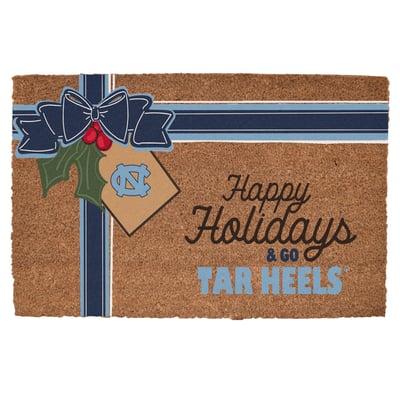 North Carolina Tar Heels 20" x 30" Holiday Gift Wrap Coir Door Mat
