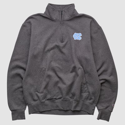North Carolina Tar Heels Champion 2010s 1/4 Zip Sweatshirt - Dark Heather Gray - L by Fanatics Real Vintage
