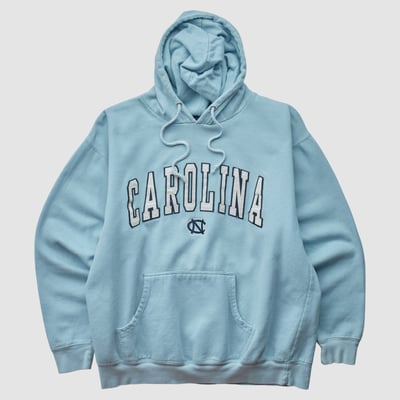North Carolina Tar Heels Old Varsity Brand 2010s Hooded Pullover Sweatshirt - Light Blue - XS by Fanatics Real Vintage