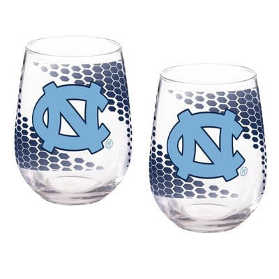 North Carolina Tar Heels Two-Piece 17oz. Color Fade Stemless Wine Glass Set