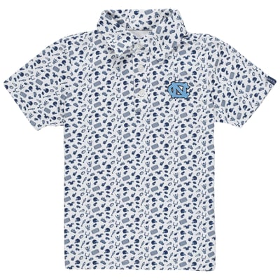 North Carolina Tar Heels Garb Toddler Tom Allover Print Performance Polo - White