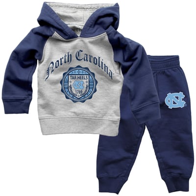 North Carolina Tar Heels Wes & Willy Toddler Raglan Hoodie & Sweatpants Set - Gray/Navy