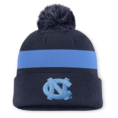 North Carolina Tar Heels Jordan Brand Unisex Primetime Stripe Cuffed Knit Hat with Pom - Navy