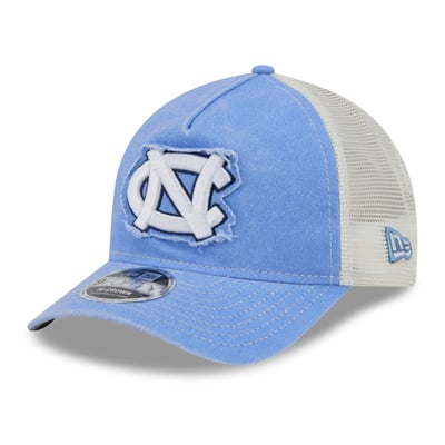 North Carolina Tar Heels New Era Unisex Faded A-Frame 9FORTY Adjustable Trucker Hat - Carolina Blue