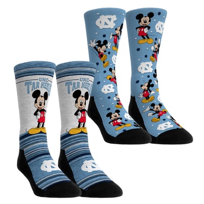  North Carolina Tar Heels Rock Em Unisex Mickey Mouse Two-Pack Crew Socks Set - Blue