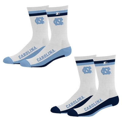  North Carolina Tar Heels Starter Unisex Two-Pack Stripe Top End Crew Socks