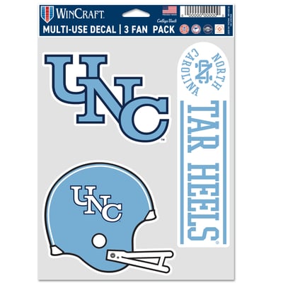North Carolina Tar Heels WinCraft Three-Pack Fan Decal Set
