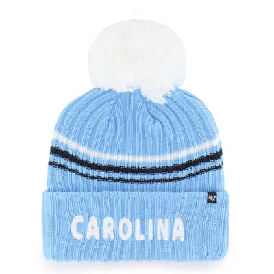  North Carolina Tar Heels '47 Women's Seasonal Fuzzy Script Big Pom Knit Hat - Carolina Blue