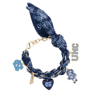 North Carolina Tar Heels CANVAS Style Women's Bandana Charm Bracelet