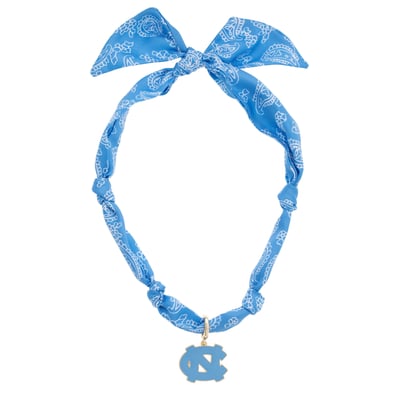 North Carolina Tar Heels CANVAS Style Women's Bandana Scarf Necklace with 18K Gold-Plated Pendant