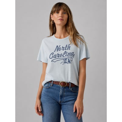 North Carolina Tar Heels FAHERTY Women's Sunwashed Essential T-Shirt - Light Blue