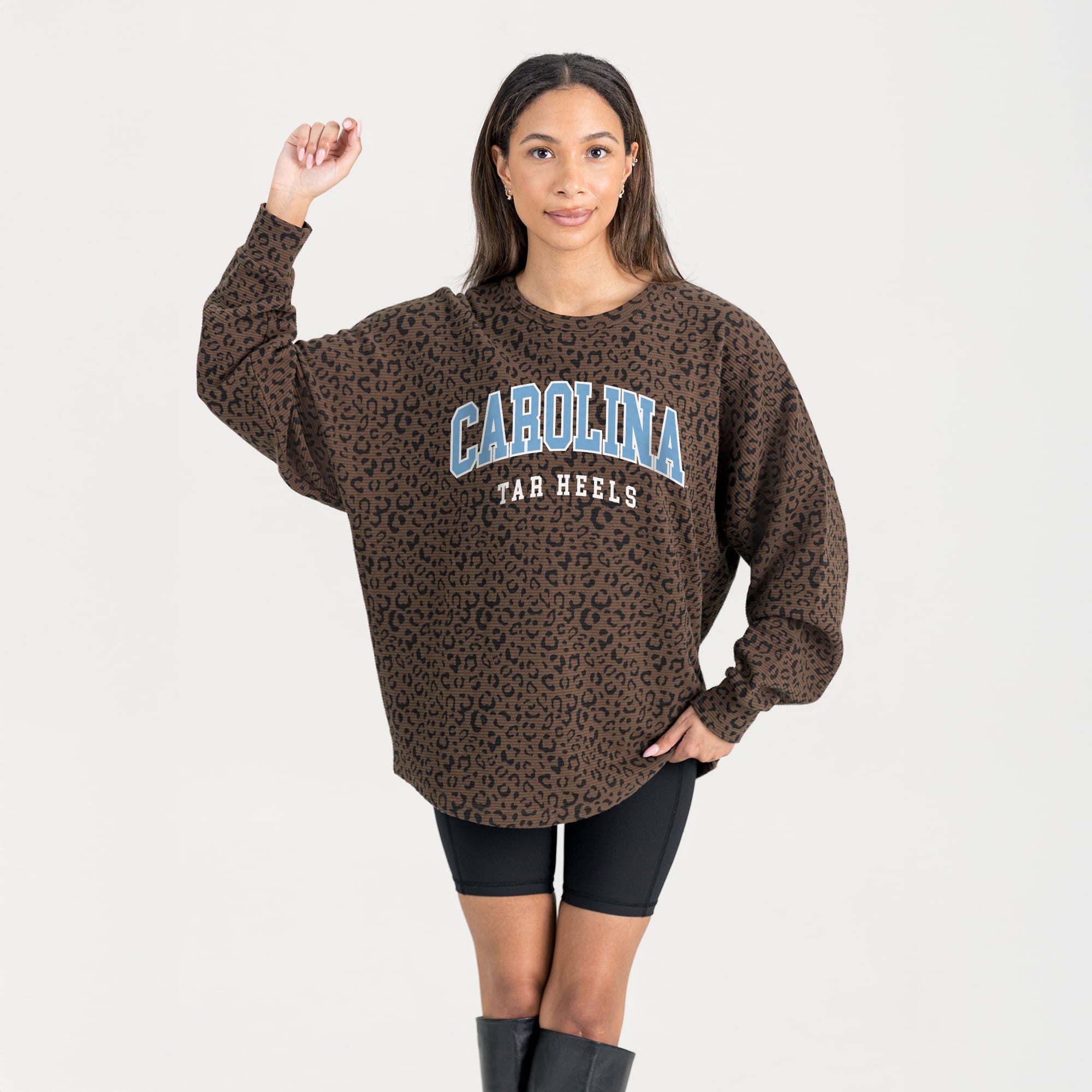 UNC Tar Heels Gameday Couture Women's Leopard Oversized Sweatshirt - Brown