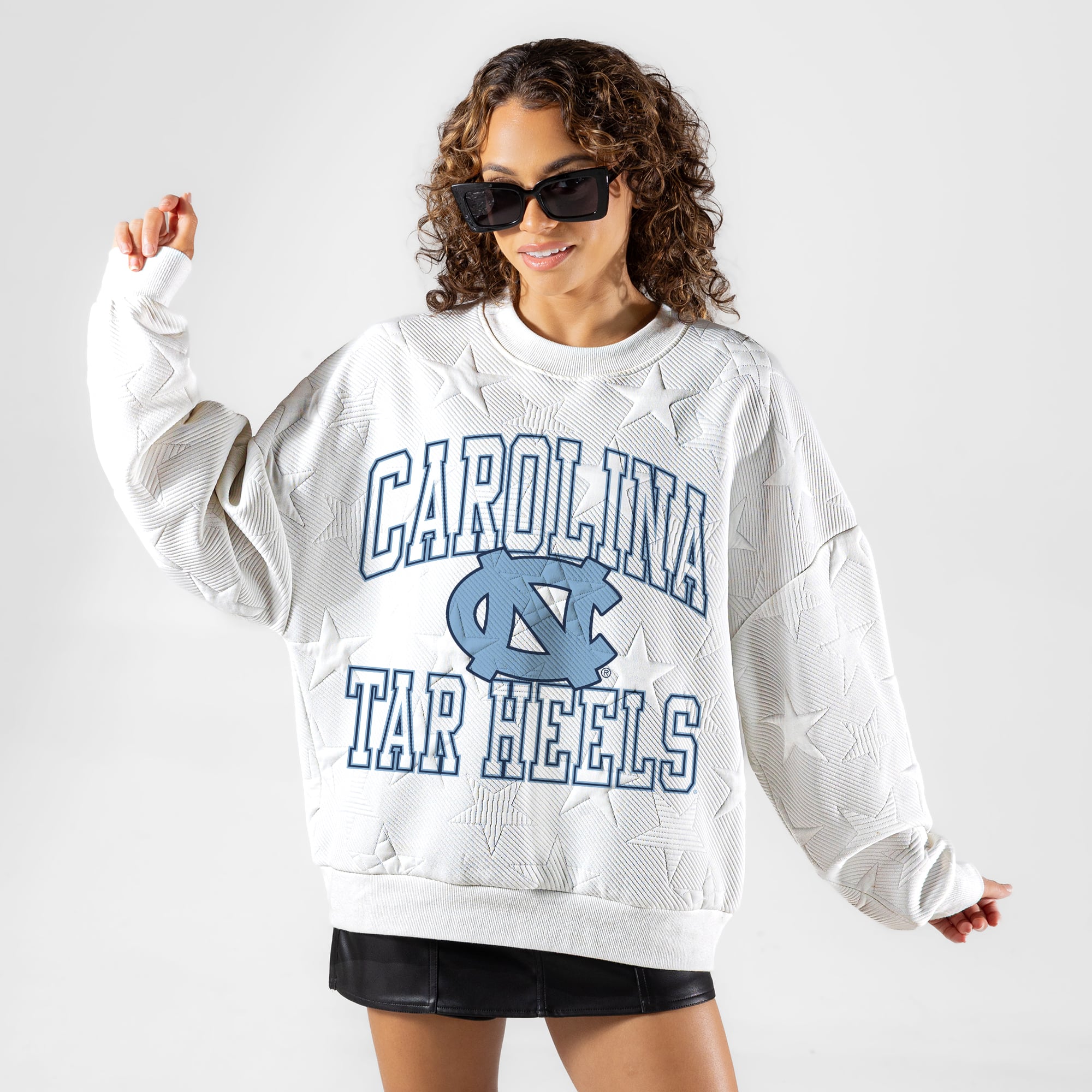 UNC Tar Heels Gameday Couture Women's Big Play Energy Tonal Star Embossed Sweatshirt - White