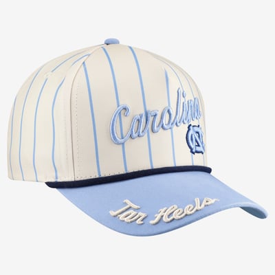 North Carolina Tar Heels Gameday Social Women's Pinstripe Script Five-Panel Rope Adjustable Hat - White
