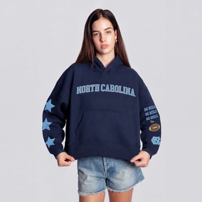  North Carolina Tar Heels Hype and Vice Women's Cropped Spirit Hoodie - Navy