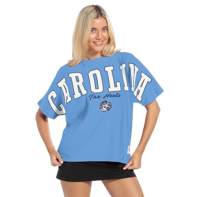  North Carolina Tar Heels Pressbox Women's Flannigan Oversized T-Shirt - Carolina Blue