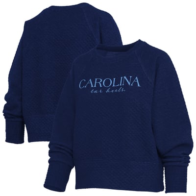 North Carolina Tar Heels Pressbox Women's Champagne Nova Quilted Sweatshirt - Navy