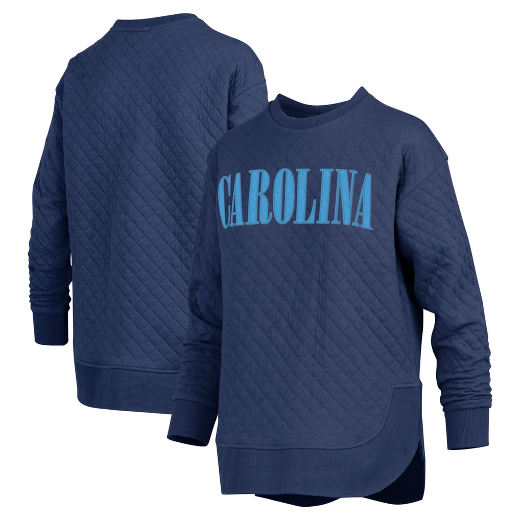North Carolina Tar Heels Pressbox Women's Quilted Long Sleeve Pullover Sweatshirt - Navy
