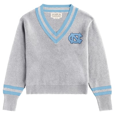  North Carolina Tar Heels Uscape Apparel Women's Renew V-Neck Sweater - Ash