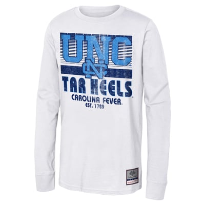 North Carolina Tar Heels Mitchell & Ness Youth Retro Big Game Long Sleeve T-Shirt - White