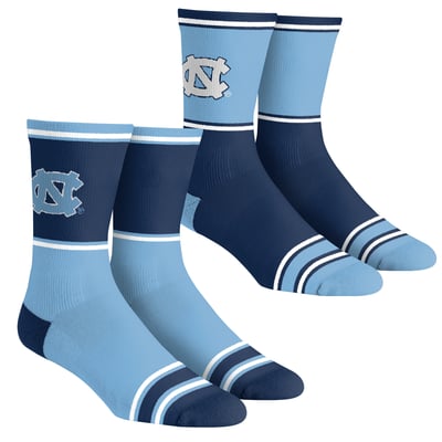  North Carolina Tar Heels Rock Em Youth 2-Pack Color Block Crew Socks Set