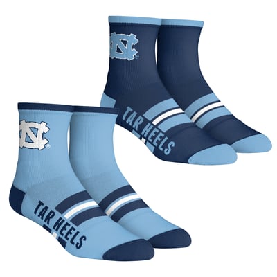  North Carolina Tar Heels Rock Em Youth 2-Pack Multi Stripe Quarter Socks Set