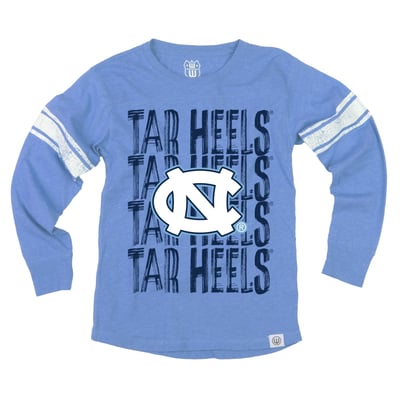  North Carolina Tar Heels Wes & Willy Youth Long Sleeve Football Jersey T-Shirt - Blue