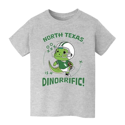 North Texas Mean Green Vive La Fete Youth Dinorrific T-Shirt - Gray