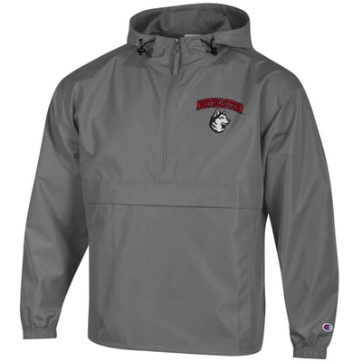 Northeastern Huskies Champion Packable Half-Zip Hooded Jacket - Gray
