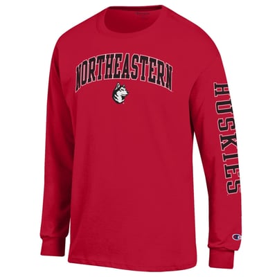 Northeastern Huskies Champion Arch Logo Long Sleeve T-Shirt - Scarlet