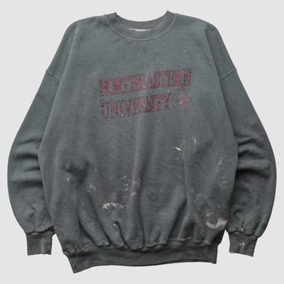 Northeastern Huskies Champion 2000s Pullover Sweatshirt - Dark Heather Gray - XL by Fanatics Real Vintage