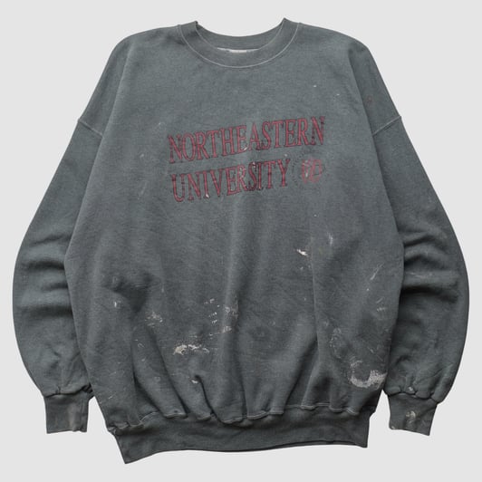 Northeastern Huskies Champion 2000s Pullover Sweatshirt - Dark Heather Gray - XL by Fanatics Real Vintage