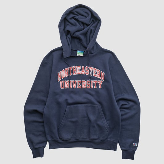 Northeastern Huskies Champion 2010s Hooded Pullover Sweatshirt - Navy - XS by Fanatics Real Vintage