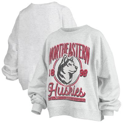 Northeastern Huskies Pressbox Women's Oversized Bravo Melange Janise Sweatshirt - Heather Gray