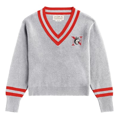  Northeastern Huskies Uscape Apparel Women's Renew V-Neck Sweater - Ash
