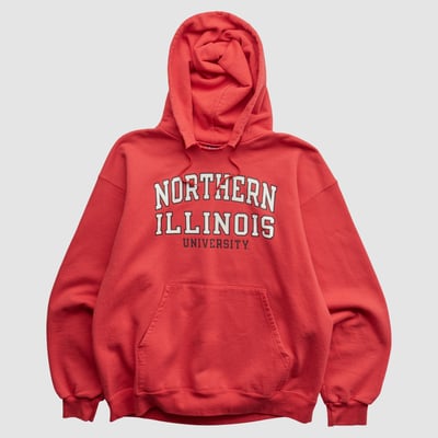 Northern Illinois Huskies Champion 2000s Hooded Pullover Sweatshirt - Red - M by Fanatics Real Vintage