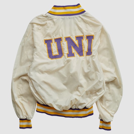 Northern Iowa Panthers Champion 80s Full Button Jacket - White - M by Fanatics Real Vintage