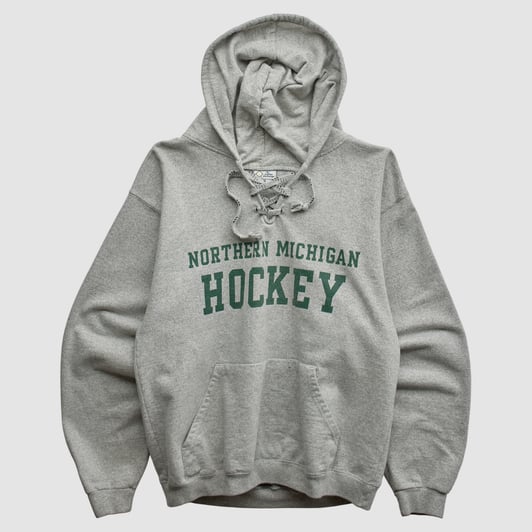 Northern Michigan Wildcats Cotton Exchange 2000s Hooded Sweatshirt - Heather Gray - M by Fanatics Real Vintage
