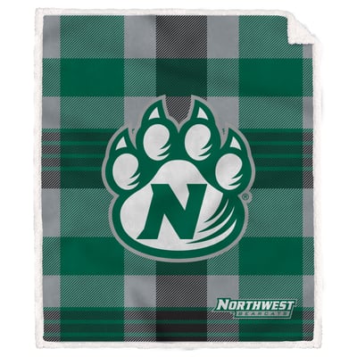 Northwest Missouri State Bearcats Pegasus Bold Plaid Steel 50" x 60" Ultra Cozy Sherpa Blanket